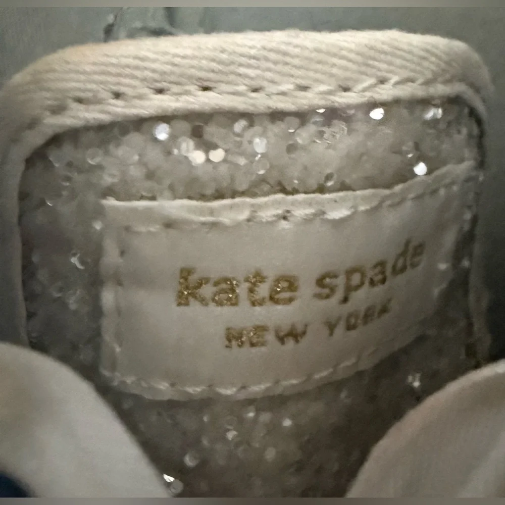 Kate Spade Keds Gold Glitter Tennis Shoes, EUC, Size 7.5 With Ribbon Laces. - Picture 5 of 6